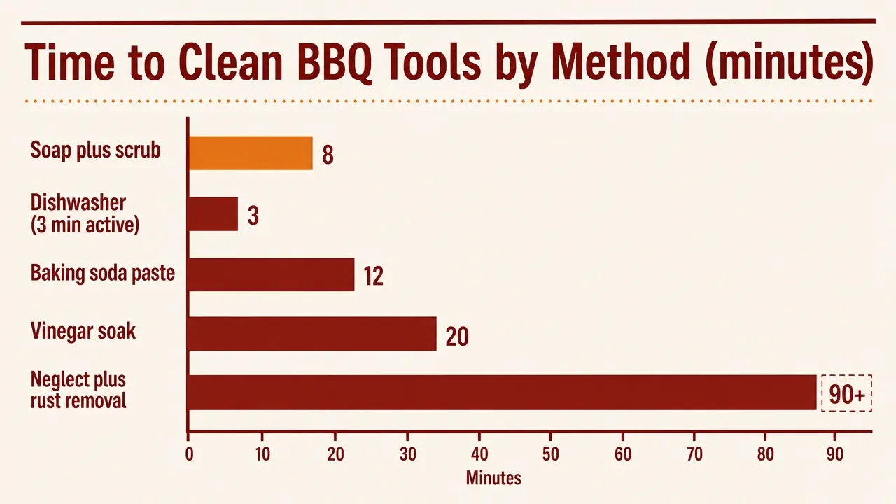 Chart showing correct versus incorrect cleaning methods for stainless steel grill tools